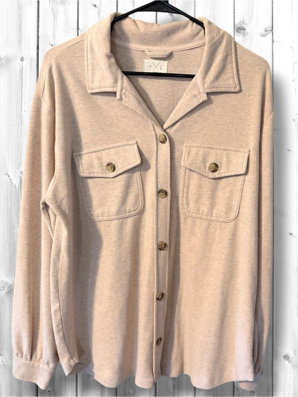 🌼Thread & Supply Button-Down Shirt Jacket in Light Beige